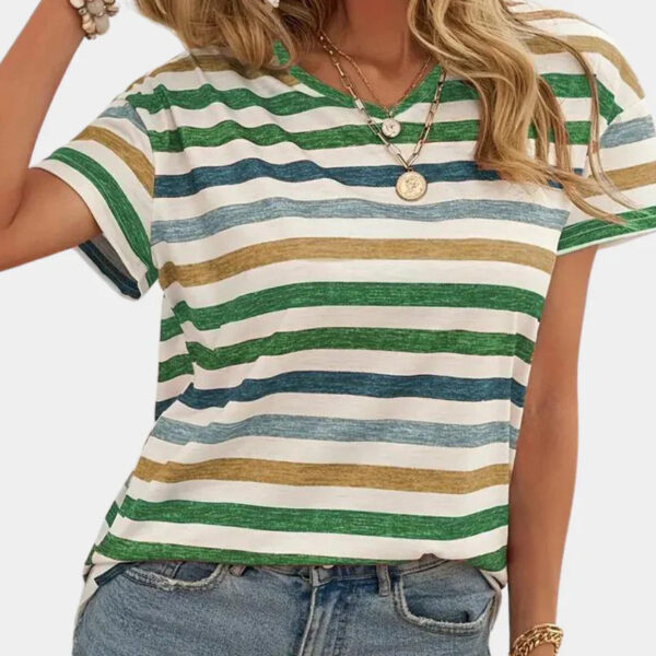 Charlotta - T-shirt décontracté à rayures pour femmes – Image 2