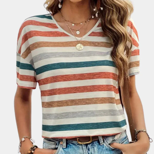 Charlotta - T-shirt décontracté à rayures pour femmes – Image 5