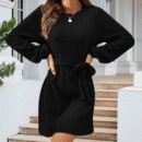 Desiree - Robe mini élégante en maille côtelée à manches longues