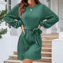 Desiree - Robe mini élégante en maille côtelée à manches longues