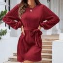Desiree - Robe mini élégante en maille côtelée à manches longues