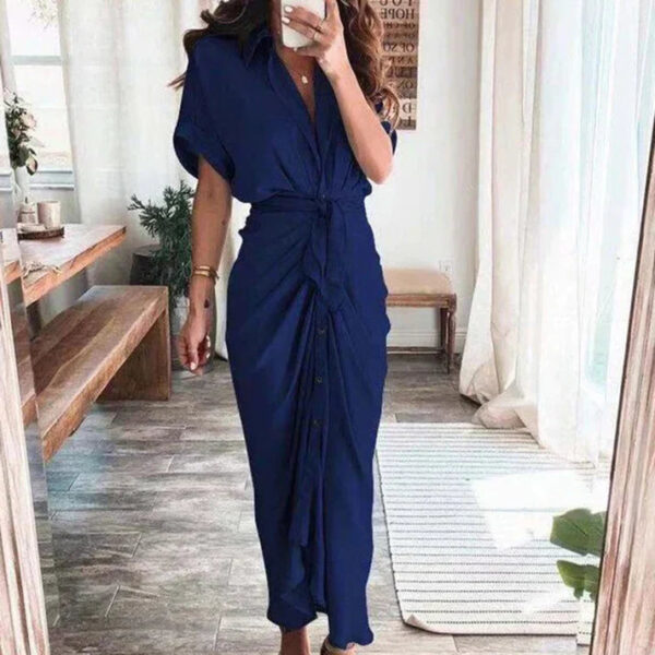 Ivy - Robe longue élégante avec col en V – Image 2