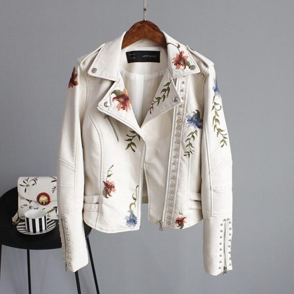Idaira - Veste En Cuir Avec Broderie De Fleurs – Image 2