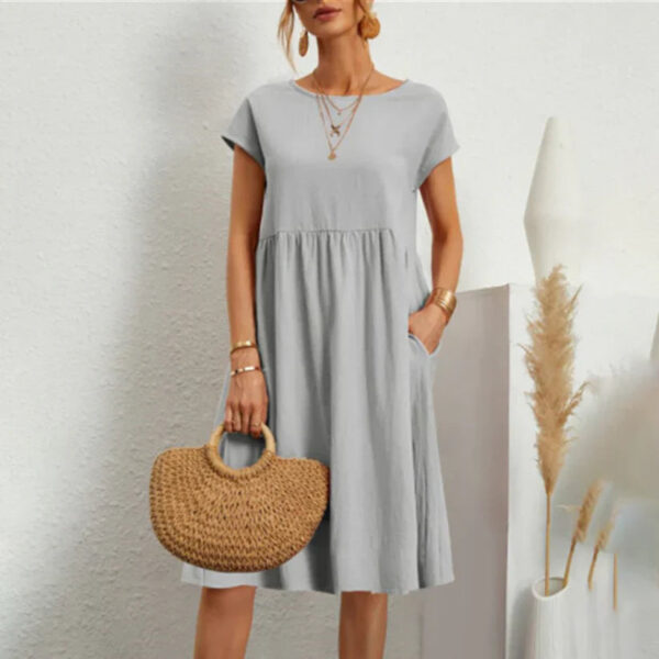 Dixie - Robe élégante à col rond et ligne A pour femmes – Image 2