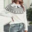 Mallory - Chaud pull en coton avec motif de flocons de neige