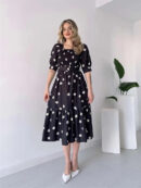 Catherine - Robe florale féminine à manches bouffantes