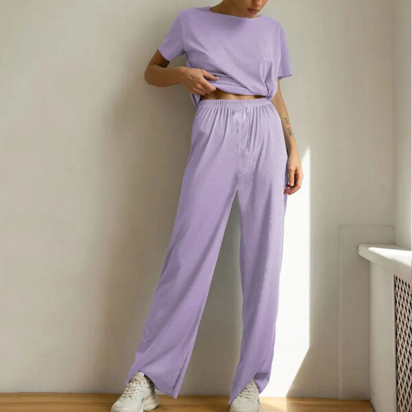 Beatriz - Ensemble décontracté avec haut à manches courtes et pantalon à jambe large – Image 2