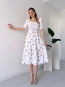 Catherine - Robe florale féminine à manches bouffantes