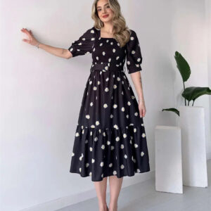 Catherine - Robe florale féminine à manches bouffantes