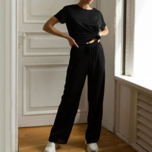 Beatriz - Ensemble décontracté avec haut à manches courtes et pantalon à jambe large