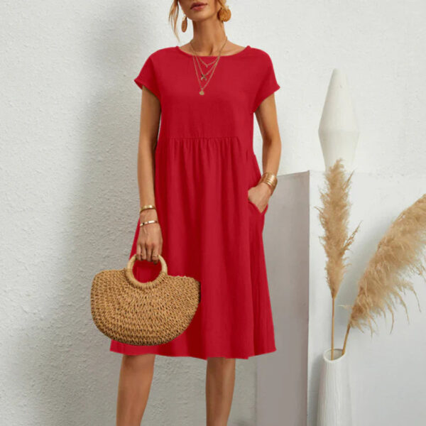 Dixie - Robe élégante à col rond et ligne A pour femmes – Image 4