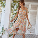 Celeste - Robe à manches courtes à col en V pour dames