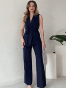 Livia - Ensemble élégant avec blazer sans manches et pantalon taille haute