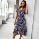 Celeste - Robe à manches courtes à col en V pour dames
