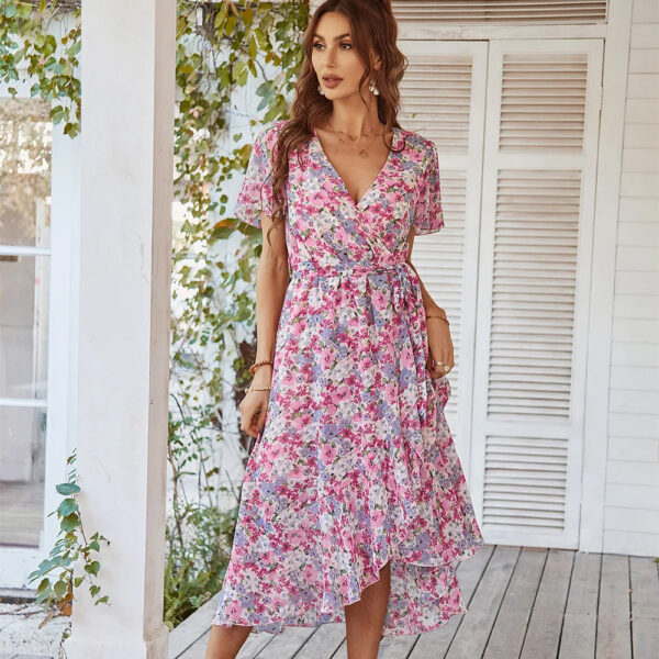 Celeste - Robe à manches courtes à col en V pour dames – Image 7