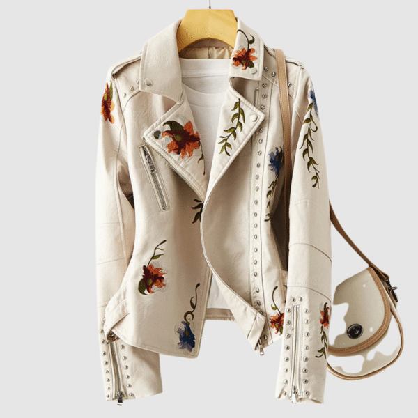 Esther - Veste en cuir avec motif floral rétro – Image 2