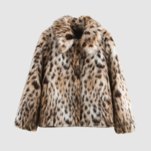 Larissa - Veste duveteuse à imprimé léopard pour femmes