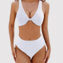 Harrieta - Maillot de bain uni avec un profond décolleté en V