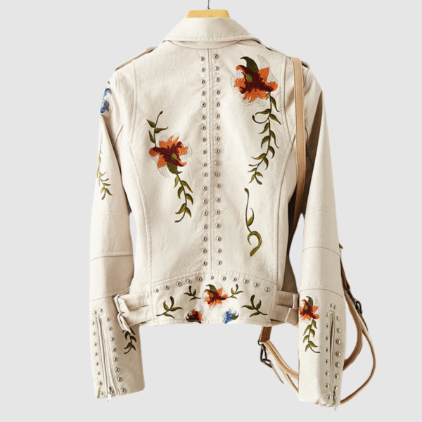 Esther - Veste en cuir avec motif floral rétro – Image 3
