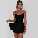 Lenore - Mini-robe en satin dos nu à bretelles spaghetti