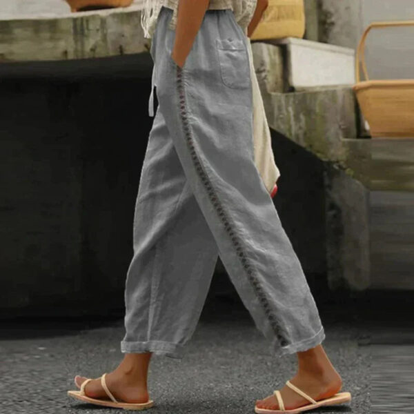Alida - Pantalon uni en coton et lin – Image 2