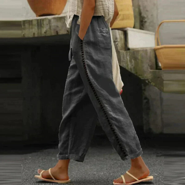 Alida - Pantalon uni en coton et lin – Image 3