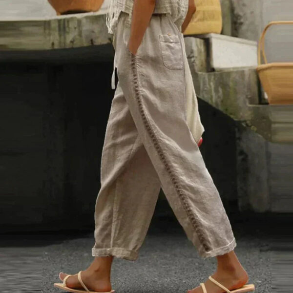 Alida - Pantalon uni en coton et lin – Image 4