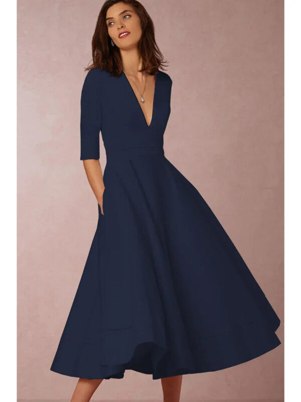 Azmira – Robe midi élégante à coupe trapèze – Image 4