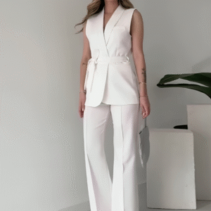 Livia - Ensemble élégant avec blazer sans manches et pantalon taille haute
