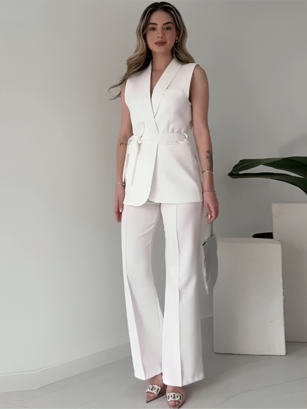 Livia - Ensemble élégant avec blazer sans manches et pantalon taille haute