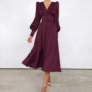 Bridget - Robe élégante à manches bouffantes en forme de lanterne