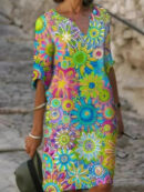 Effie -  Robe imprimée estivale avec décolleté en V