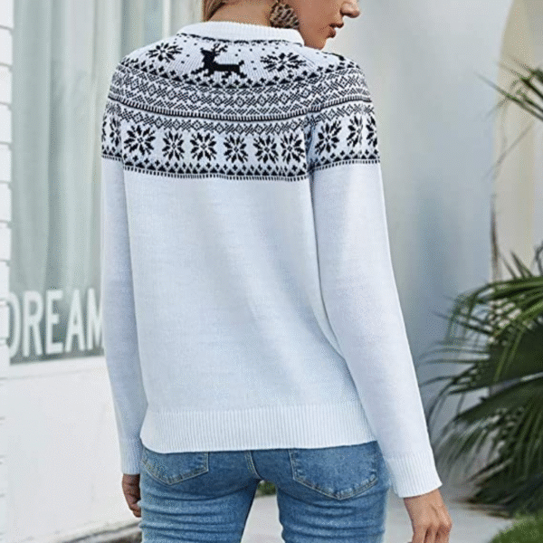 Mallory - Chaud pull en coton avec motif de flocons de neige – Image 2