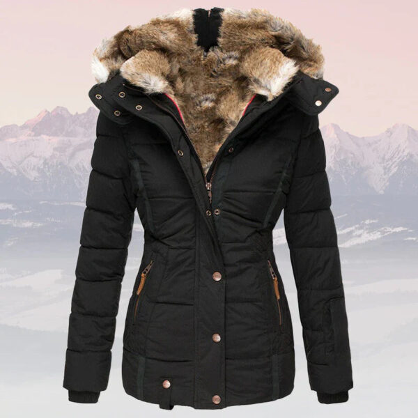 Eliza - Veste d'hiver chaude avec col et capuche en fourrure pour femmes