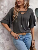 Araminta - T-shirt décontracté à col en V pour femme