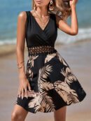 Larissa - Robe à imprimé tropical en dentelle contrastée