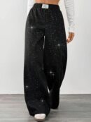 Belva - Pantalon à jambes larges avec imprimé étoiles et galaxies pour femmes