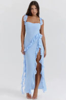 Edna - Robe longue élégante et moulante à volants