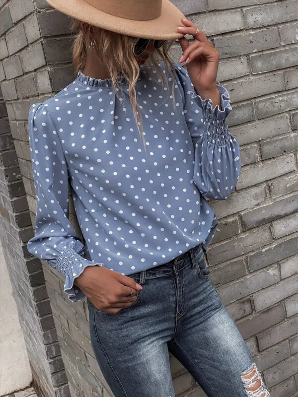 Elsie - Chemisier élégant à pois et manches froncées pour femme