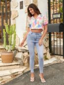 Clarine - Blouse élégante à imprimé floral et manches courtes