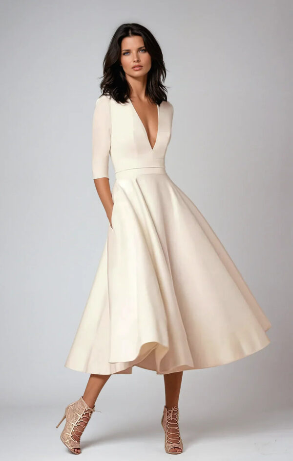 Azmira – Robe midi élégante à coupe trapèze