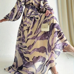 Chloe - Robe longue élégante imprimée avec ceinture