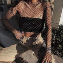 Annalise - Crop top transparent avec strass