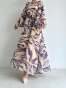 Chloe - Robe longue élégante imprimée avec ceinture