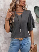 Araminta - T-shirt décontracté à col en V pour femme