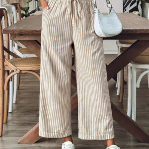 Eugenia - Pantalon droit décontracté à rayures pour femme