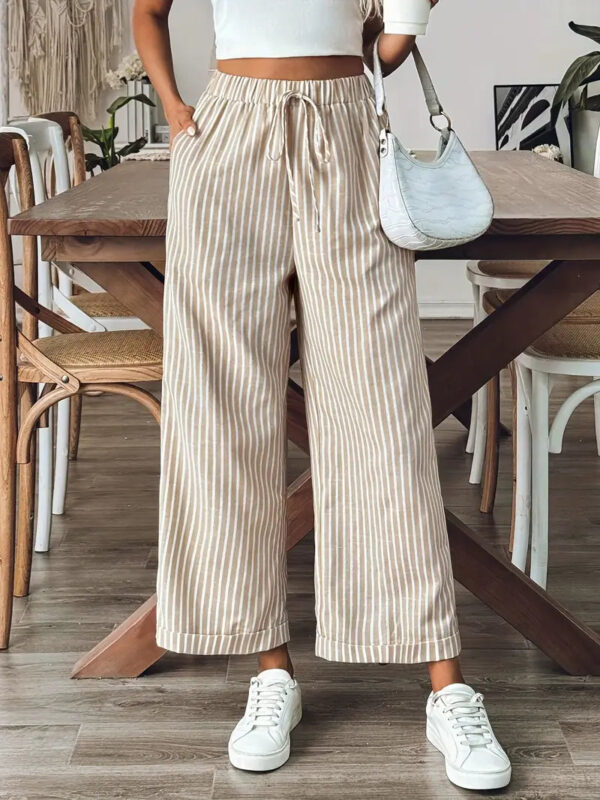 Eugenia - Pantalon droit décontracté à rayures pour femme