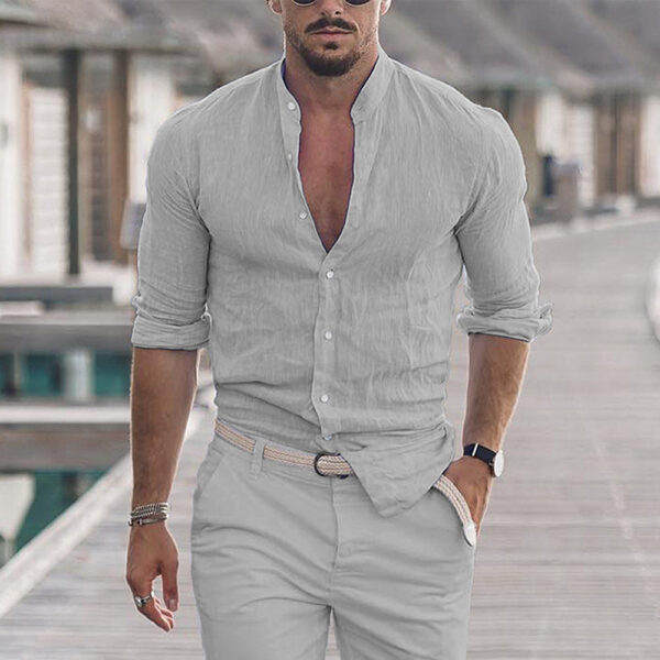 Dino - Chemise en Lin pour Homme avec Col Revers – Image 2