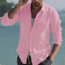 Chemise vintage en lin uni à col rabattu – Jam