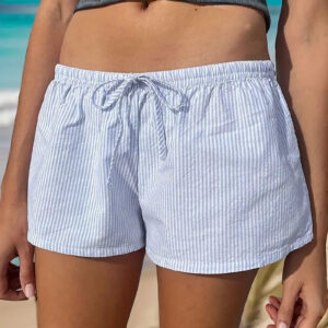 Helena - Short rayé taille basse avec cordon de serrage